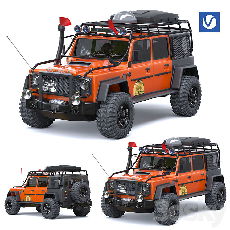 defender off road 3DS Max Model - thumbnail 1