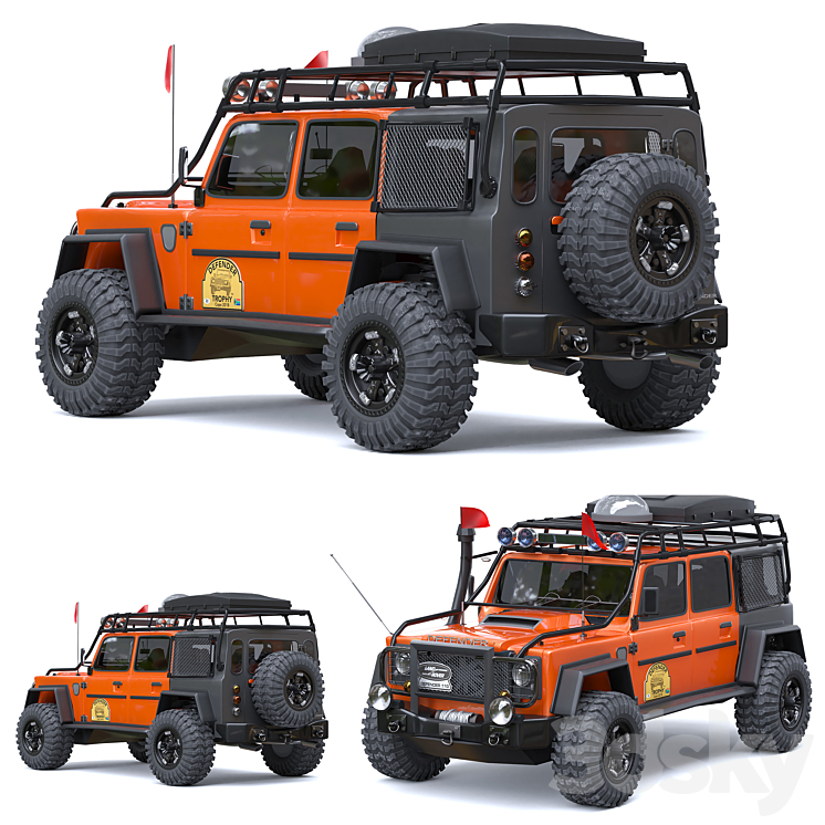 defender off road 3DS Max Model - thumbnail 2