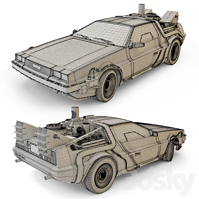 DeLorean DMC-12 3DS Max Model - thumbnail 2