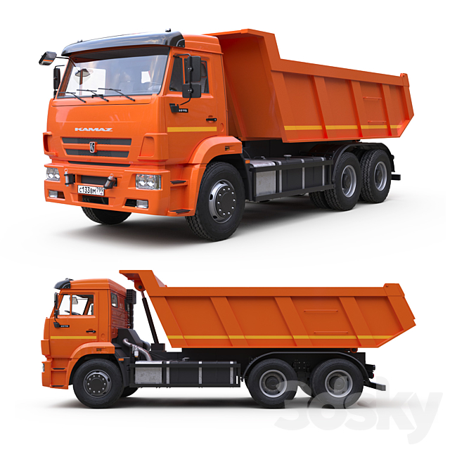 Dump truck on the KAMAZ-65115 chassis. 3DSMax File - thumbnail 1