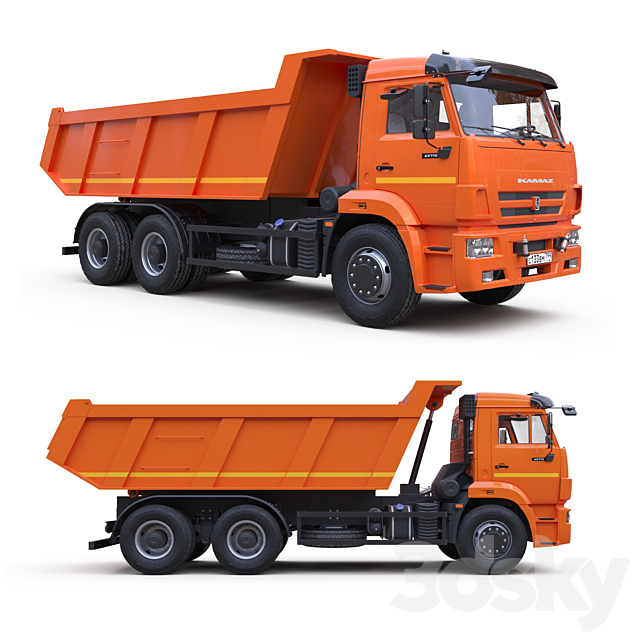 Dump truck on the KAMAZ-65115 chassis. 3DSMax File - thumbnail 2