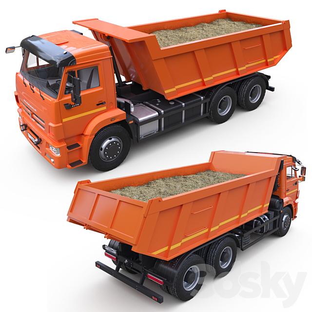 Dump truck on the KAMAZ-65115 chassis. 3DSMax File - thumbnail 4