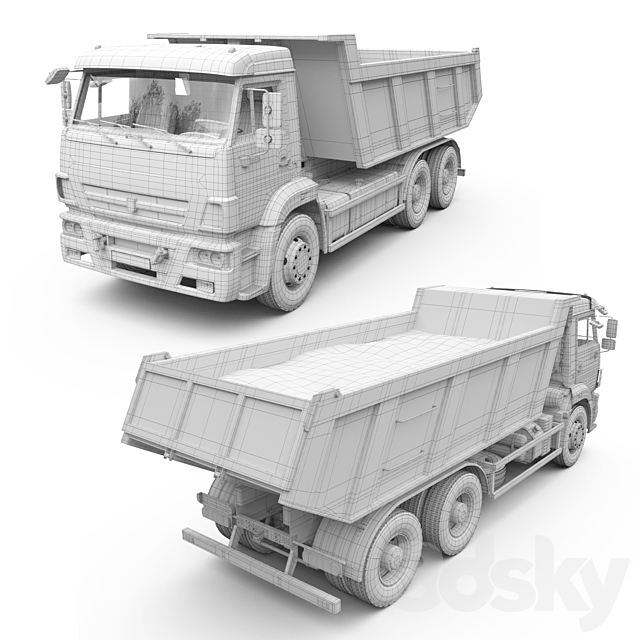 Dump truck on the KAMAZ-65115 chassis. 3DSMax File - thumbnail 5