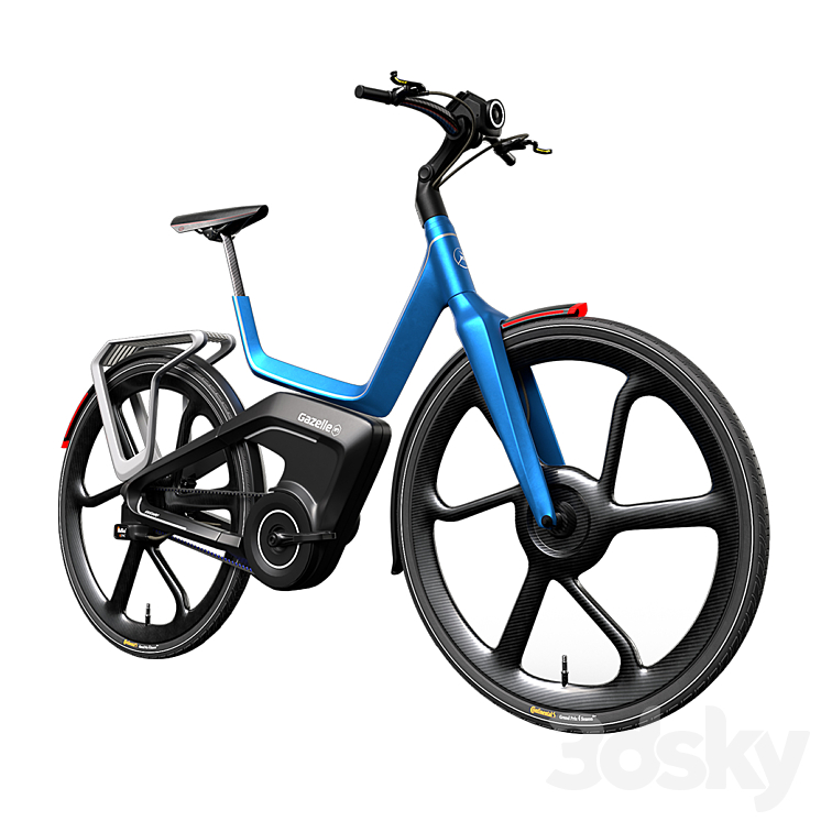 E-Bike Gazelle Blue 3DS Max Model - thumbnail 1