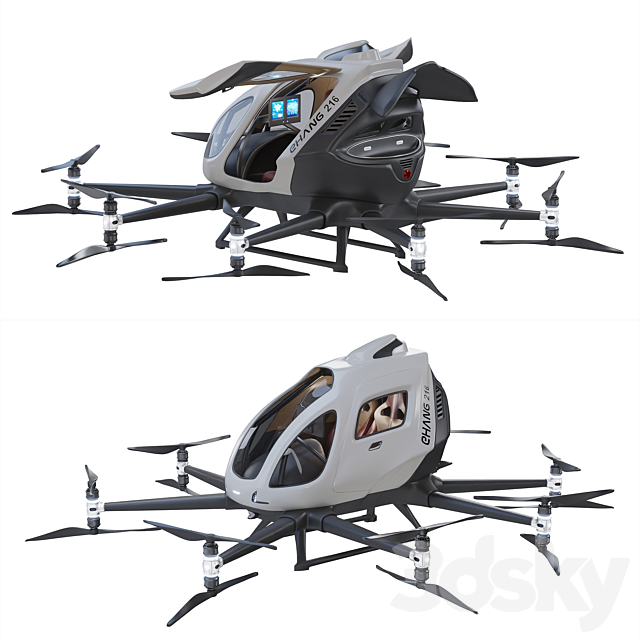 Ehang Flying Taxi 3dsMax Model - thumbnail 1