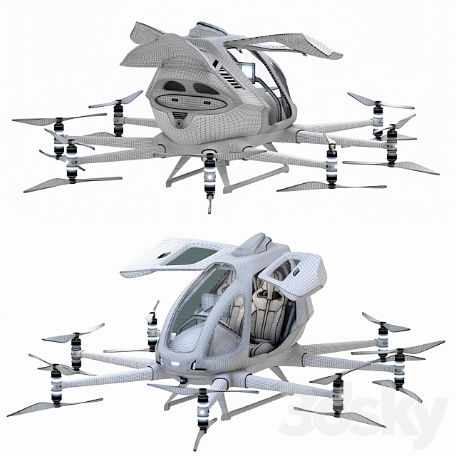 Ehang Flying Taxi 3dsMax Model - thumbnail 3