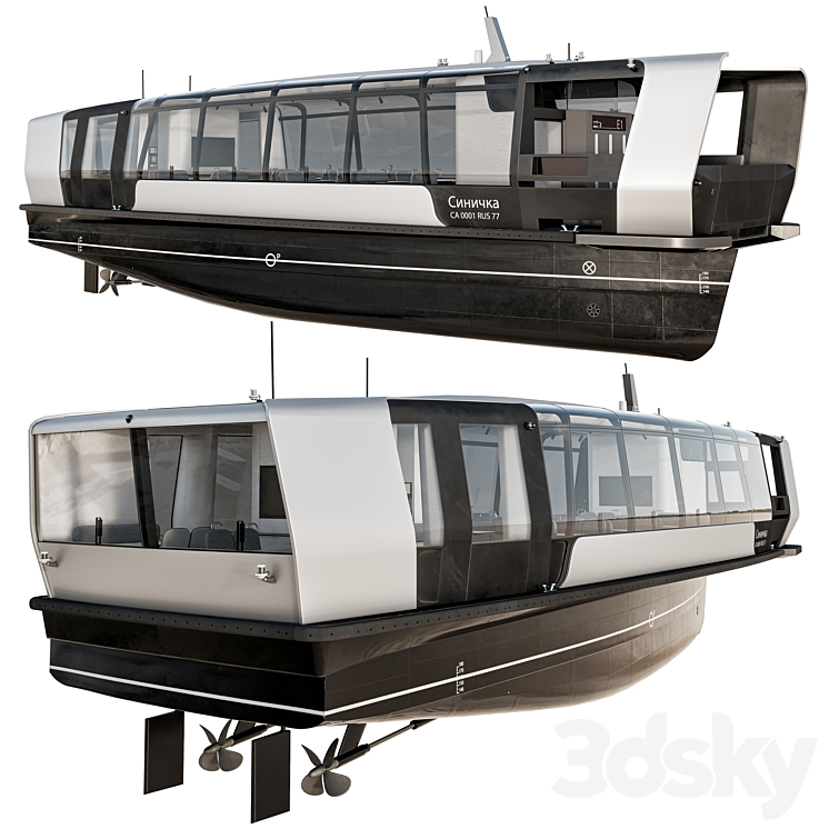 Electric river tram 3DS Max Model - thumbnail 1