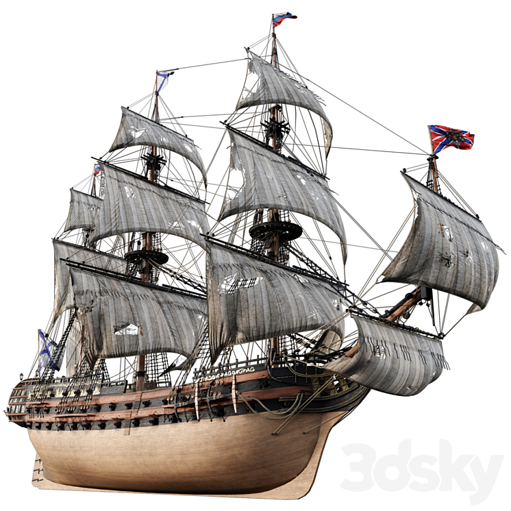 Flagship Peter 1 The Ingermanland 1715 3DS Max - thumbnail 1