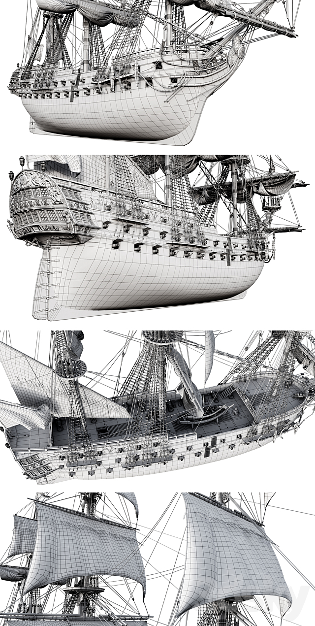 Flagship Peter 1 The Ingermanland 1715 3DS Max Model - thumbnail 5