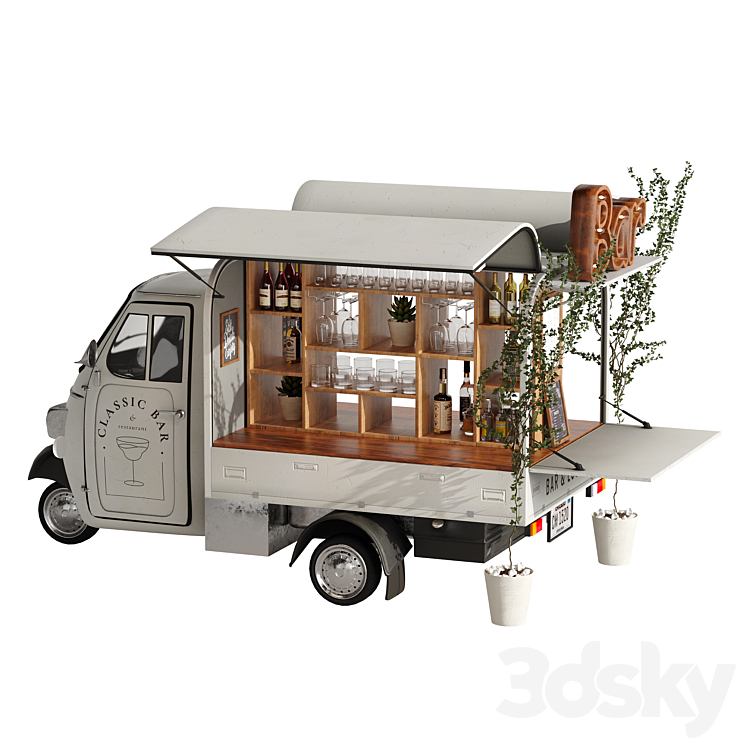 Foodtruck Bar set 6 3DS Max Model - thumbnail 1