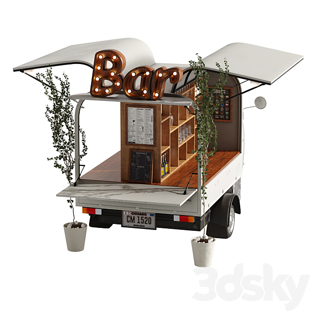 Foodtruck Bar set 6 3DS Max Model - thumbnail 3