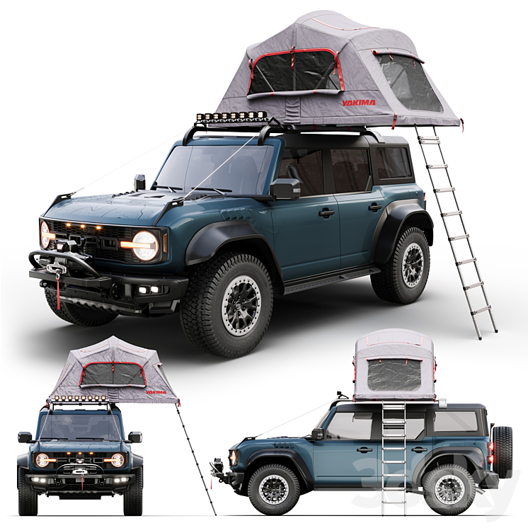 ford bronco raptor rooftop tent 3DS Max Model - thumbnail 1