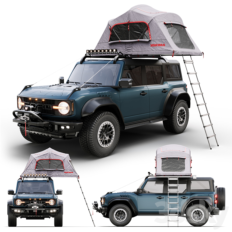 ford bronco raptor rooftop tent 3DS Max - thumbnail 1