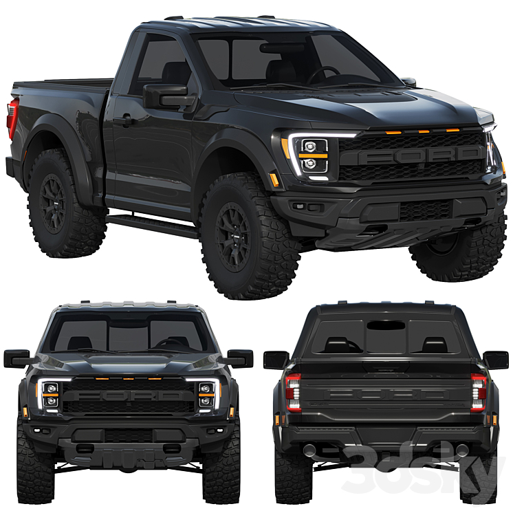 Ford F-150 Raptor Regular cab 2022 3DS Max Model - thumbnail 1