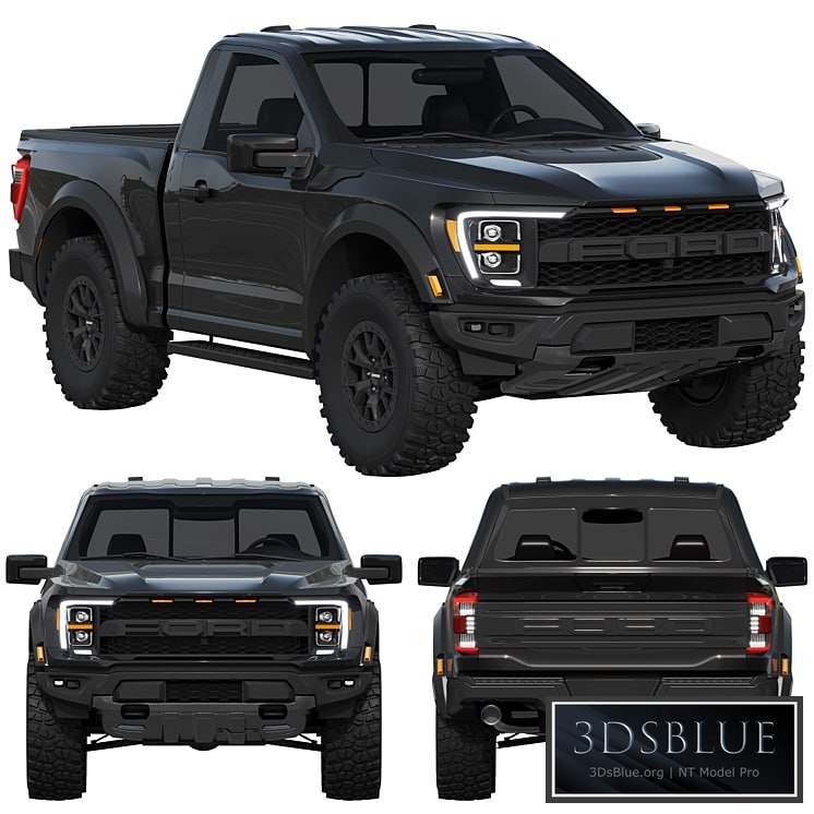 Ford F-150 Raptor Regular cab 2022 3DS Max - thumbnail 3