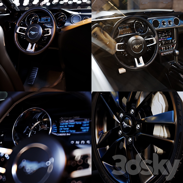 Ford Mustang GT HQ Interior 3DS Max Model - thumbnail 2