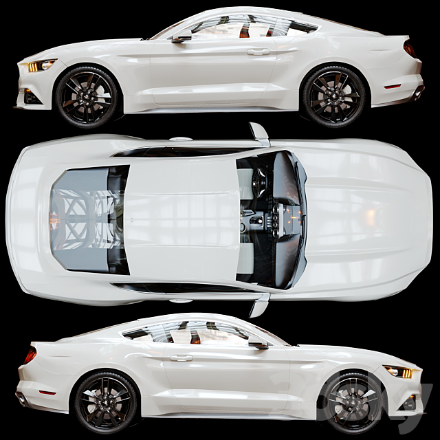 Ford Mustang GT HQ Interior 3DS Max Model - thumbnail 3