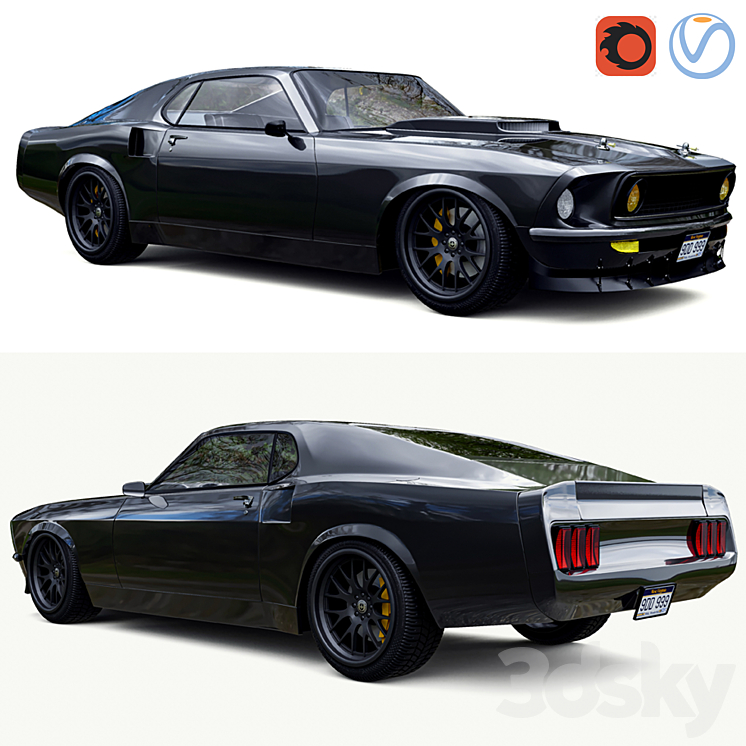 Ford Mustang Mach 1969 3DS Max - thumbnail 1