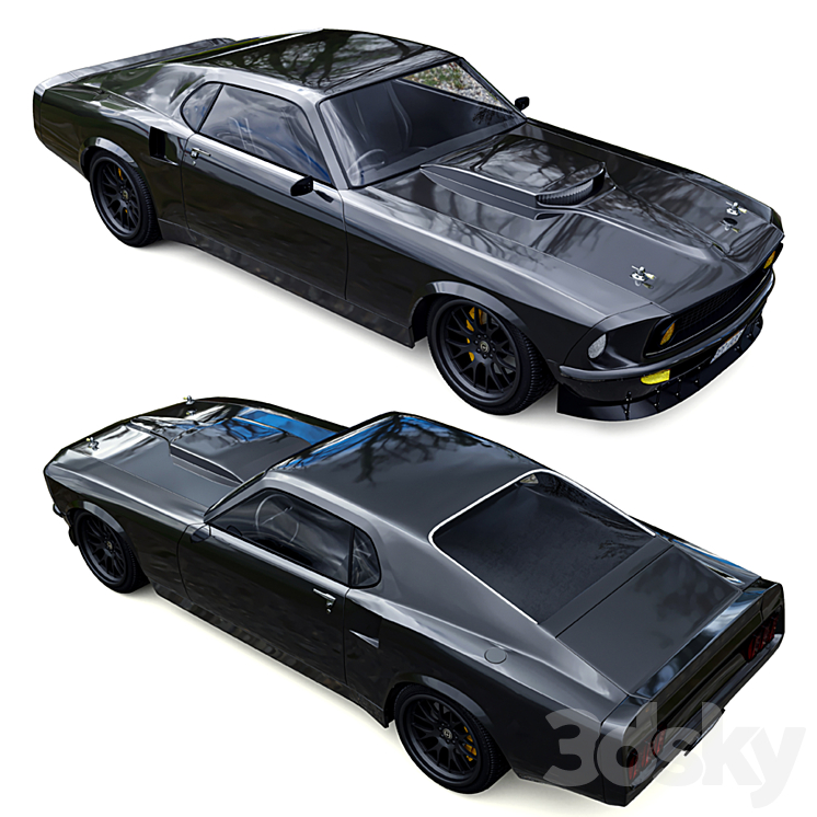 Ford Mustang Mach 1969 3DS Max - thumbnail 2