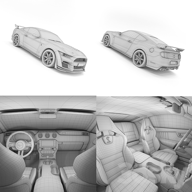 Ford Mustang Shelby GT500 2020 with HQ Interior 3DSMax File - thumbnail 5