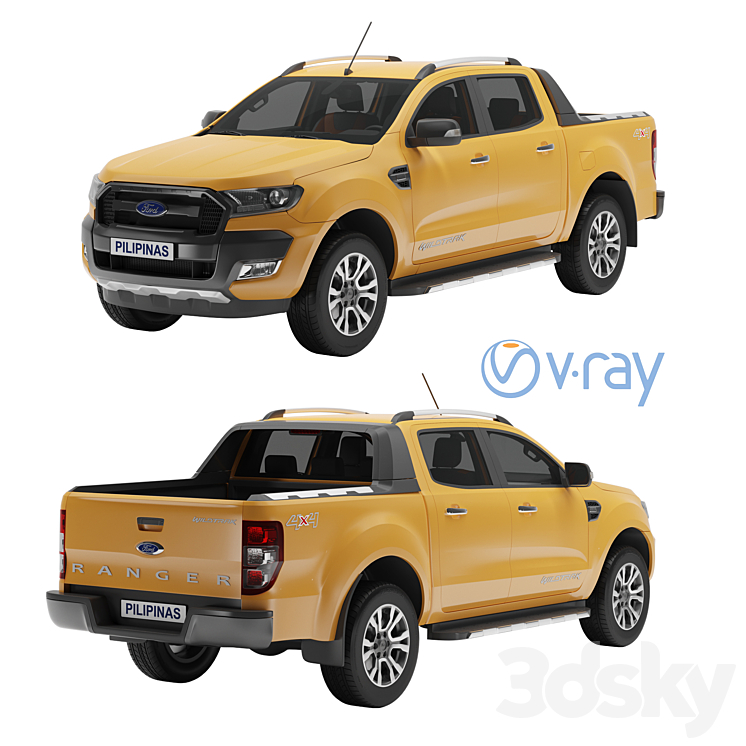 Ford Ranger Wildtrak 3DS Max Model - thumbnail 1