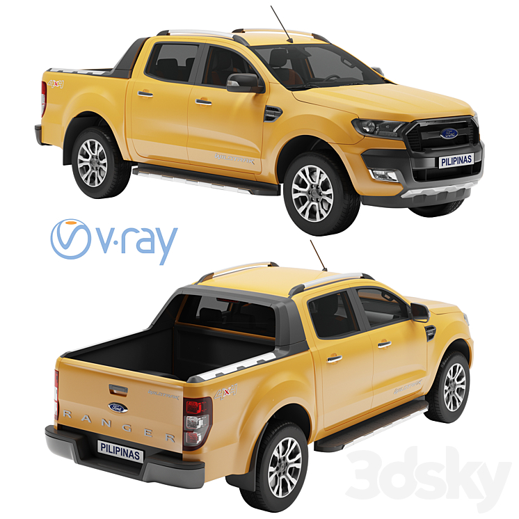 Ford Ranger Wildtrak 3DS Max Model - thumbnail 2