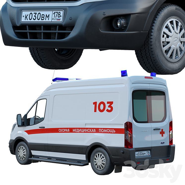 Ford Transit Emergency Medicine 3DS Max - thumbnail 2