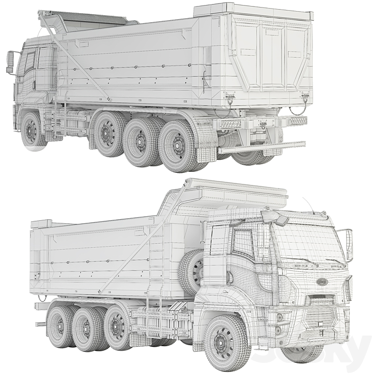 Ford Trucks 3233 SD dump truck 3DS Max Model - thumbnail 2