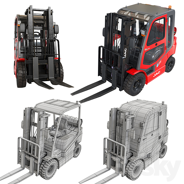 Fork lift truck JAC CPCD 25 3DSMax File - thumbnail 3