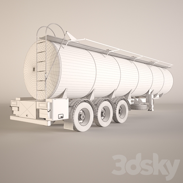 Gasoline Fuel Tanker Trailer – Semitrailer tank for fuel transportation 3DSMax File - thumbnail 2