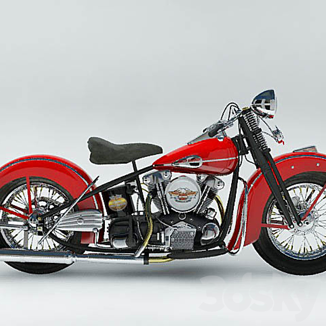 Harley Davidson (F) 1946 3DS Max Model - thumbnail 1