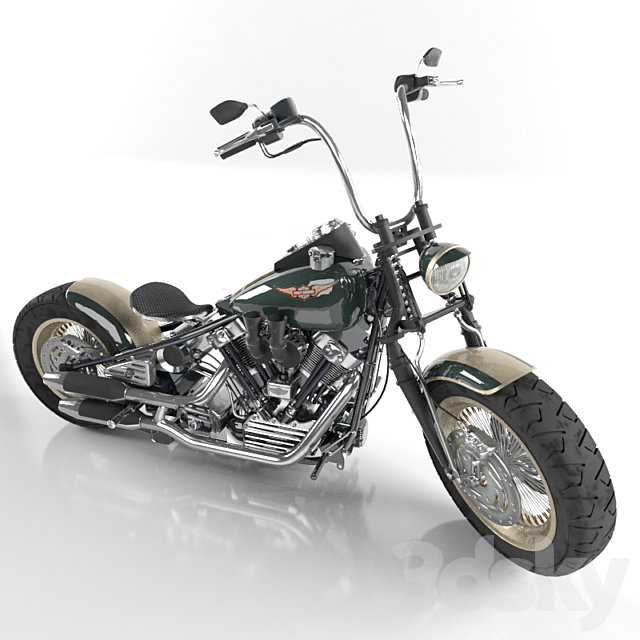 Harley Davidson Knucklehead 3DS Max Model - thumbnail 1