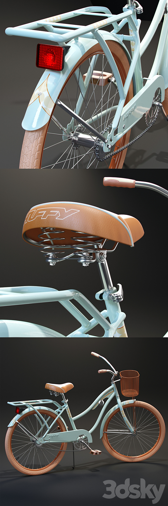 Huffy Nel Lusso Womens Cruiser Bike with Basket 3DS Max Model - thumbnail 2