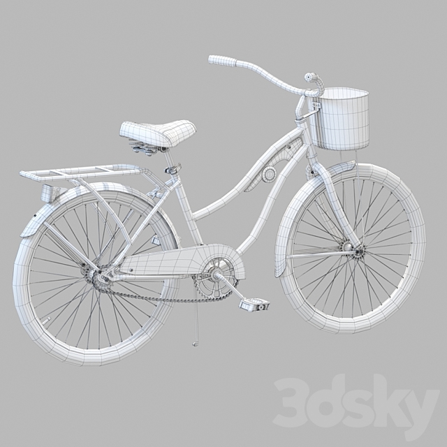 Huffy Nel Lusso Womens Cruiser Bike with Basket 3DS Max Model - thumbnail 3