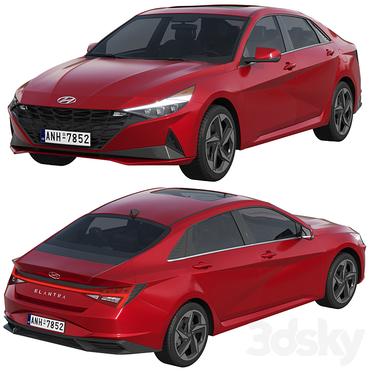 Hyundai Elantra 2021 3DS Max Model - thumbnail 2