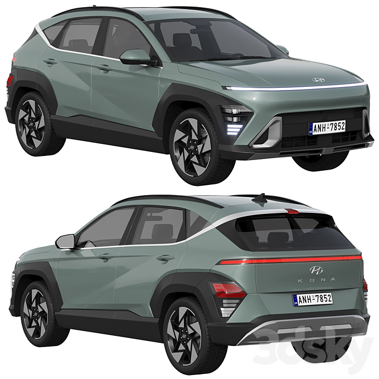 Hyundai Kona 2024 3DS Max Model - thumbnail 1