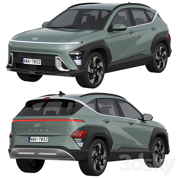 Hyundai Kona 2024 3DS Max Model - thumbnail 2