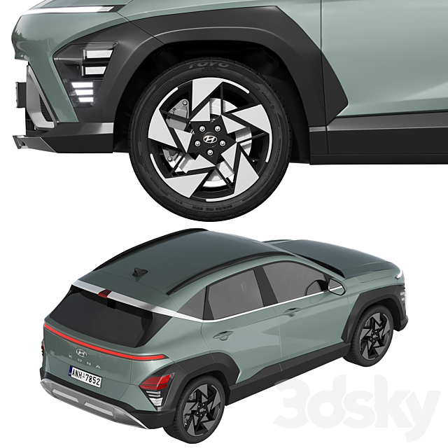 Hyundai Kona 2024 3DS Max Model - thumbnail 4