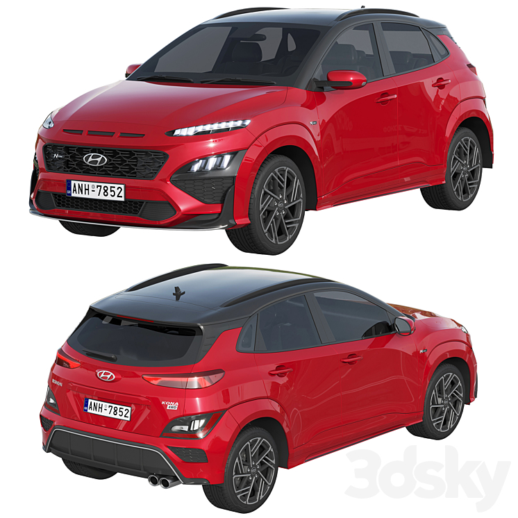 Hyundai Kona N Line 2022 3DS Max Model - thumbnail 2