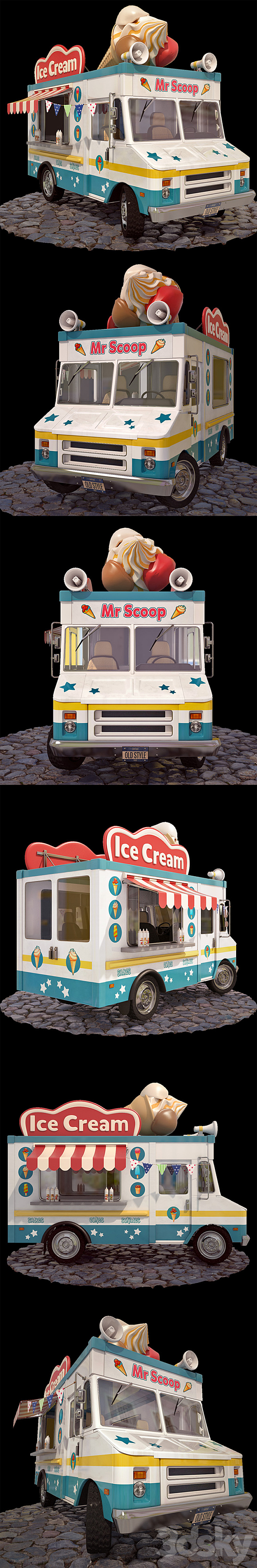 Ice-cream truck 3DS Max Model - thumbnail 2