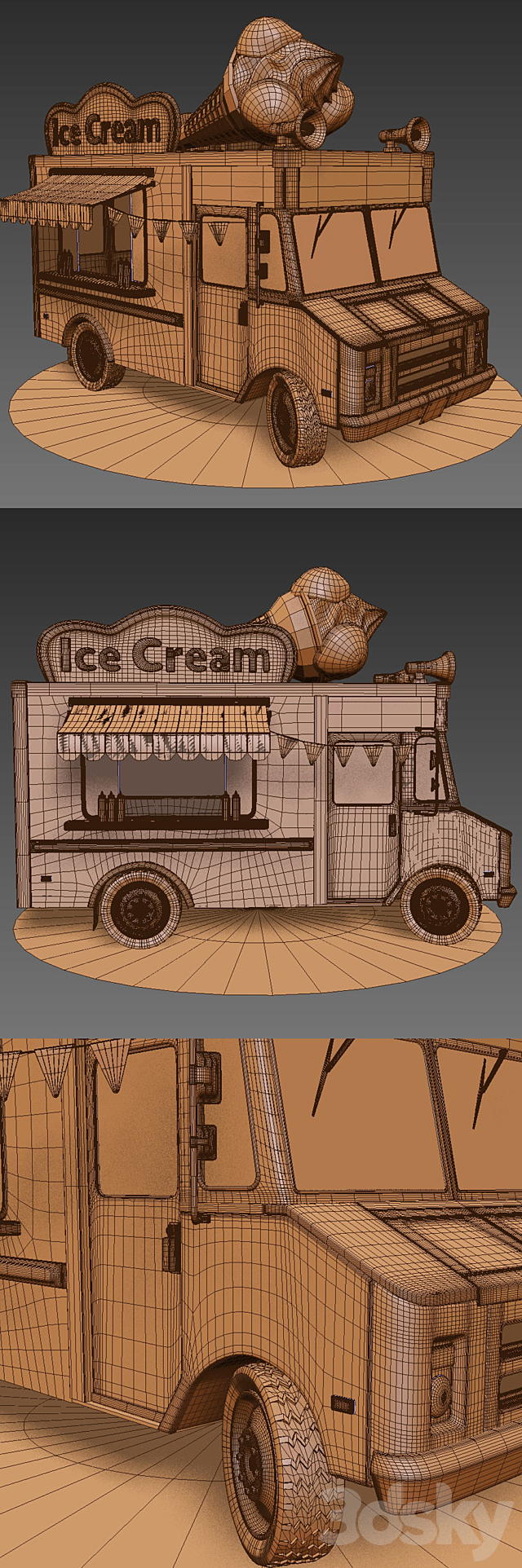 Ice-cream truck 3DS Max Model - thumbnail 3