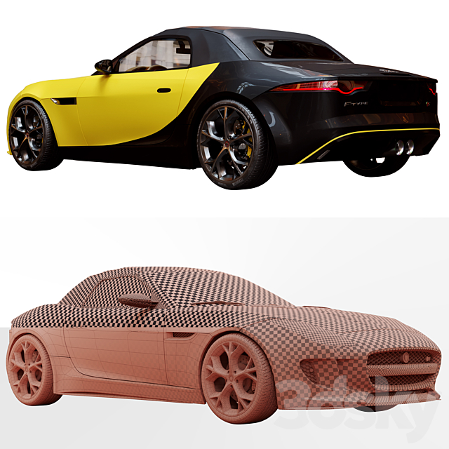 Jaguar F_TYPE Convertable 3DS Max Model - thumbnail 4