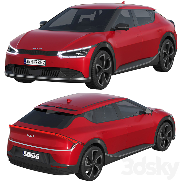 Kia EV6 AIR 2022 3DS Max Model - thumbnail 2