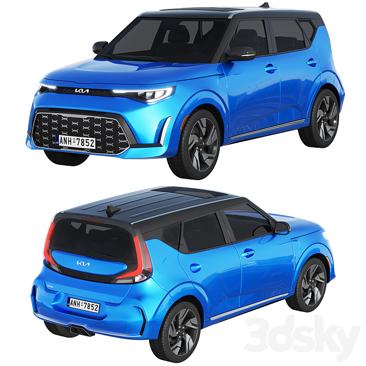 KIA SOUL 2023 3DS Max Model - thumbnail 2