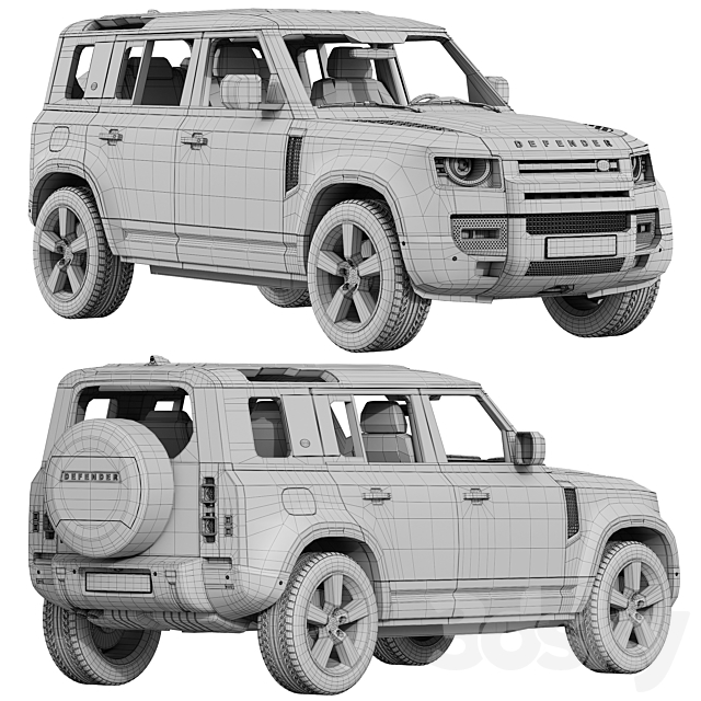 Land Rover Defender 110 2020 3DS Max Model - thumbnail 5