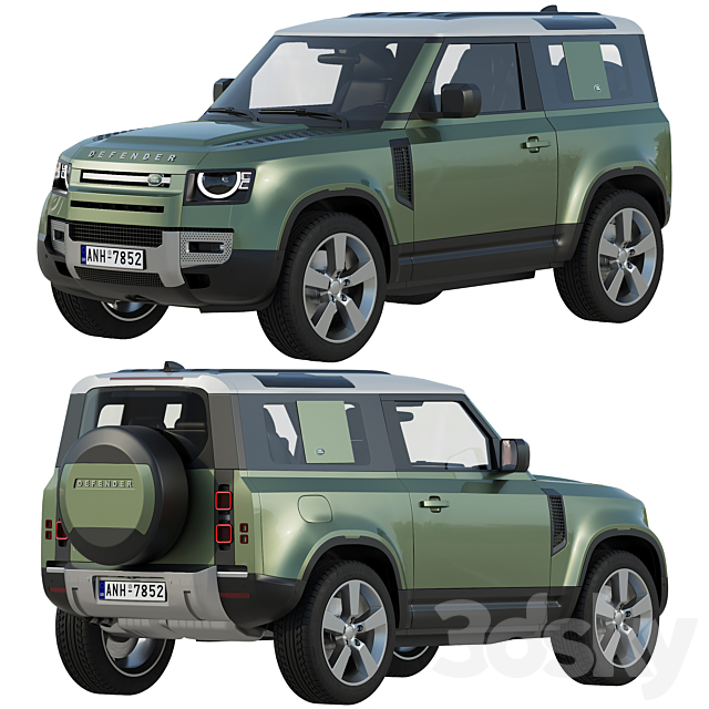 Land Rover Defender 90 2020 3DS Max Model - thumbnail 2