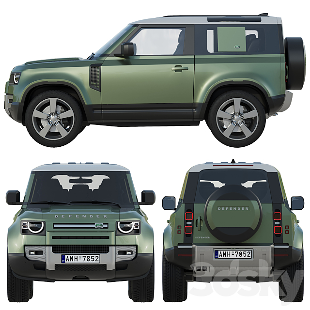 Land Rover Defender 90 2020 3DS Max Model - thumbnail 3