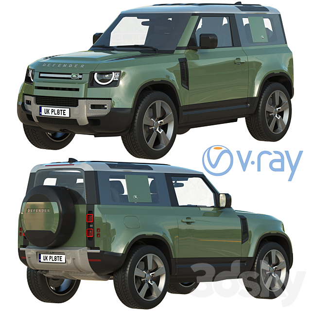 Land Rover Defender 90 2020 3DS Max Model - thumbnail 2