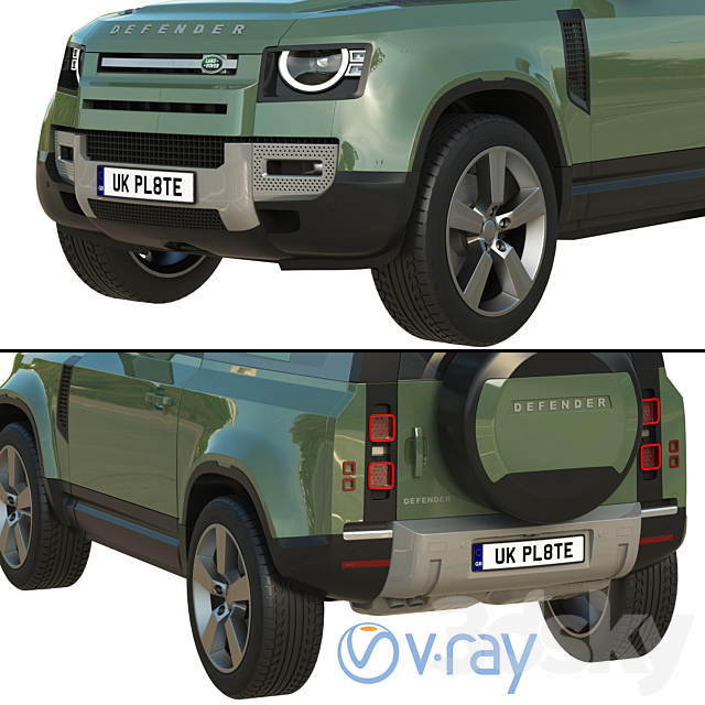 Land Rover Defender 90 2020 3DS Max Model - thumbnail 4