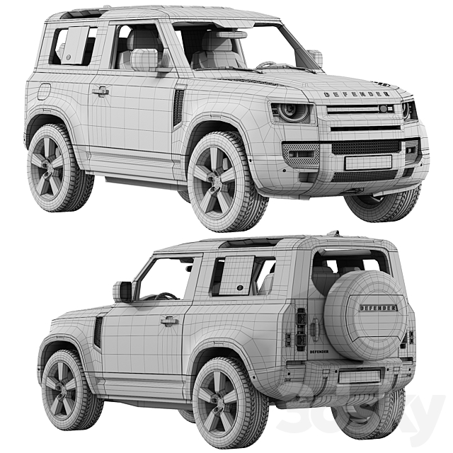 Land Rover Defender 90 2020 3DS Max Model - thumbnail 5